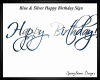 HBday Blue & Silver Sign