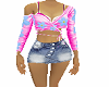 gonna jeans top pink fio