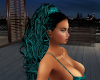 Teal Long Curly Ponytail