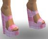 PINK WEDGED PLAID SHOES