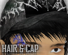 black hair + cap