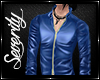 *S Blue Leather Jacket