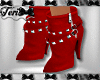 Red Studded Ankle Boots