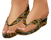~NT~Flat Sandals Blk/Gld