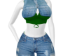 DENIM SET W/GREEN TOP