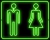 Neon Green Bathroom Sign