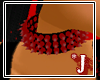 *J Red spiked collar