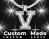 V Letter Iced Out Chain