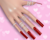 ♡ red long nails ♡