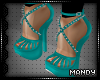 xMx:Teal Spiked Pumps