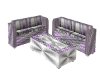 Lilac/Silver Sofa Set