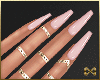 Pink Nails - Gold Rings