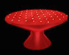 !Round red polka table