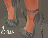 Gray Striped Heels