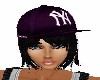 PURPLE CAP/ BLACK HAIR