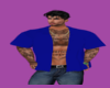 Blue Men's Shirt  W/Tats
