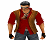 TAN VEST RED OPEN SHIRT