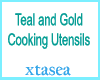 Teal n Gold Utensils