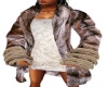 Fur Coat w/ Cream Dress