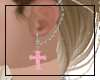Cross chain earring-pink