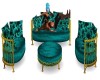TEAL AND GOLD PATIO SET