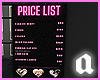 Lash Ext Price list