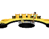 black/yellow round couch