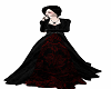 black and red gown