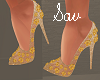 Gold Flower Heels