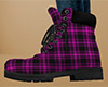 Pink Work Boots Plaid F
