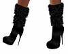 Jeweled Black Fur Boots