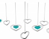 teal hanging hearts