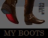 Brown boots red sole