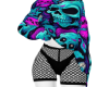 blue neon skull hoodie