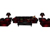 red black couch set