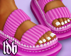 Hot Pink Ribbed Slides