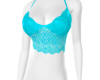 Shiny Aqua Lace Top