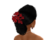 RED FLOWERS IN BACK UPDO