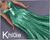 K green sparkle gown