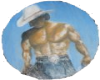 Shirtless cowboy
