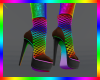 Rainbow Fishnet Heels