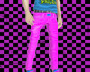 pink/blue skinny jeans