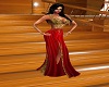 gold red dress low cut