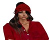 RED KNIT HAT/ BROWN