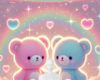Teddy bear on hearts bg