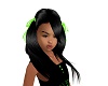 DL}BlkHairNeon GreenBows