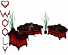 Gothic couch set red blk