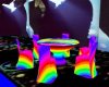 chairs, table rainbow