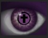 Goth eyes, purple cross.
