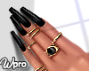 black nails + rings